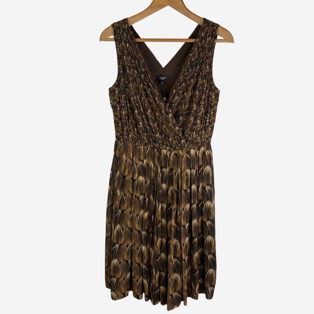 NWT Talbots Sleeveless V-Neck Dress Knee Length Size 8P Brown - Picture 4 of 11